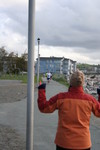 Vicky chearing for Morgan on April 15th, Whidbey Marathon