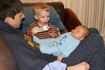 Nick looks a little nervous about Will holding the bottle
