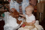 Will openning his first Christmas present, a teddy bear.