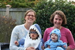 My neighbor Will is also a sea creature, a shark!  His Mom, Anne is sitting next to my Mom.
